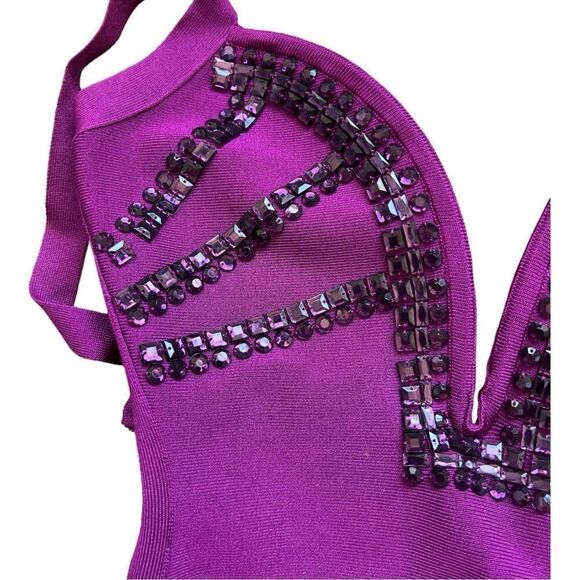 MARCIANO Purple V-Neckline Bandage Dress Size S. - Picture 7 of 13